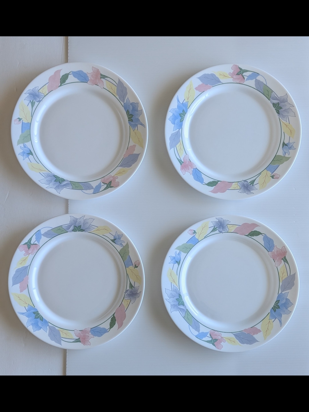 Vintage Arcopal France Floral Dinner Plates Set 4 Opal Glass Cottagecore